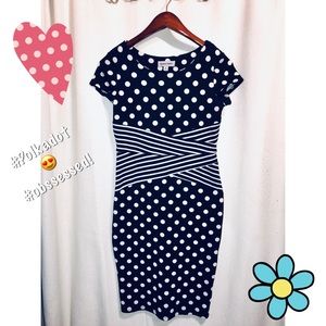 Midi work Dress Polkadot Blue Shelby and Palmer